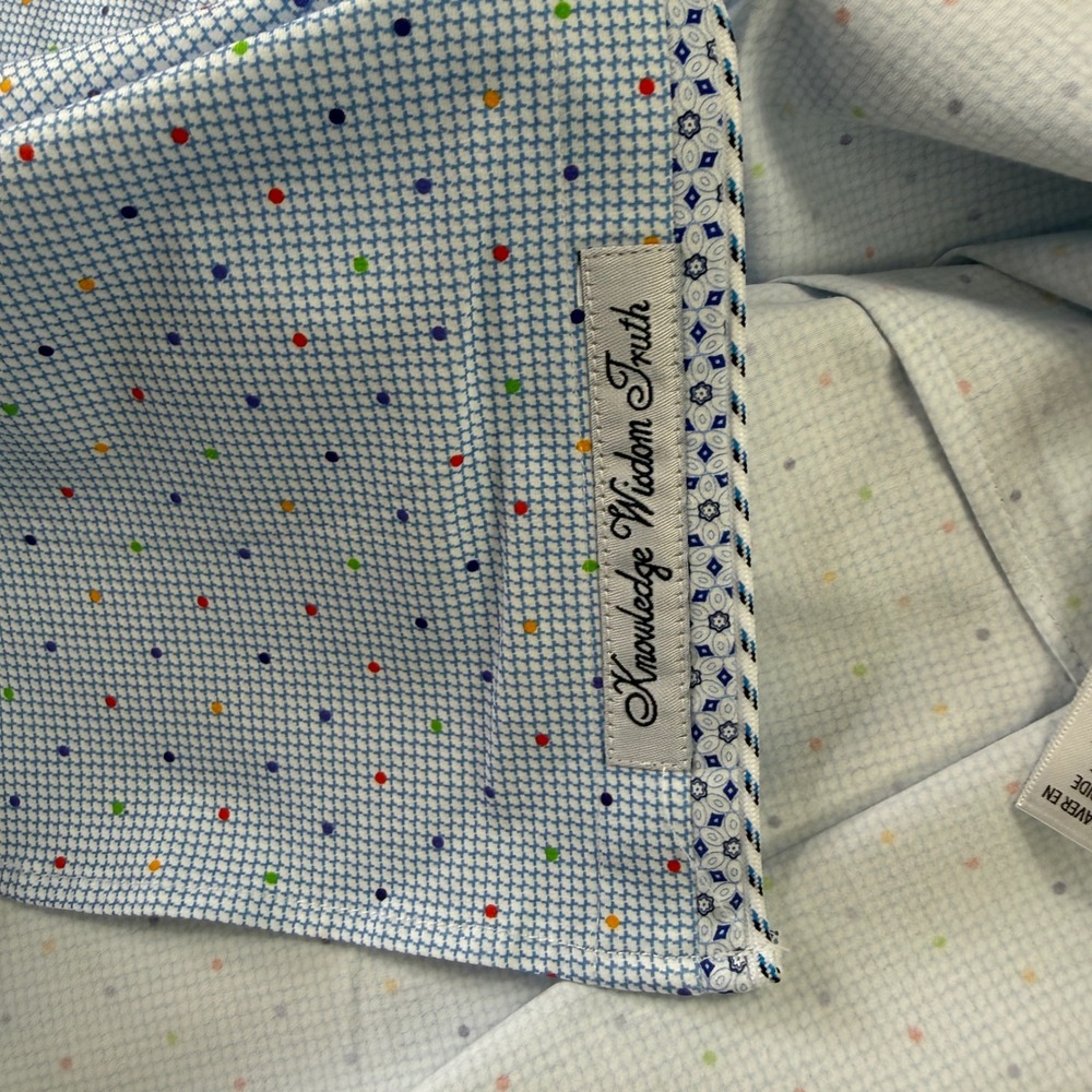 Robert Graham Modern Americana Mens Blue Polka Dot Stretch Shirt Size M Luxury - Picture 8 of 12